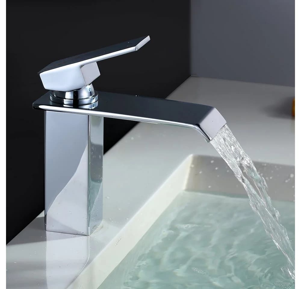 HOMELODY Waschtischarmatur Edelstahl Wasserfall Chrom - Bild 2