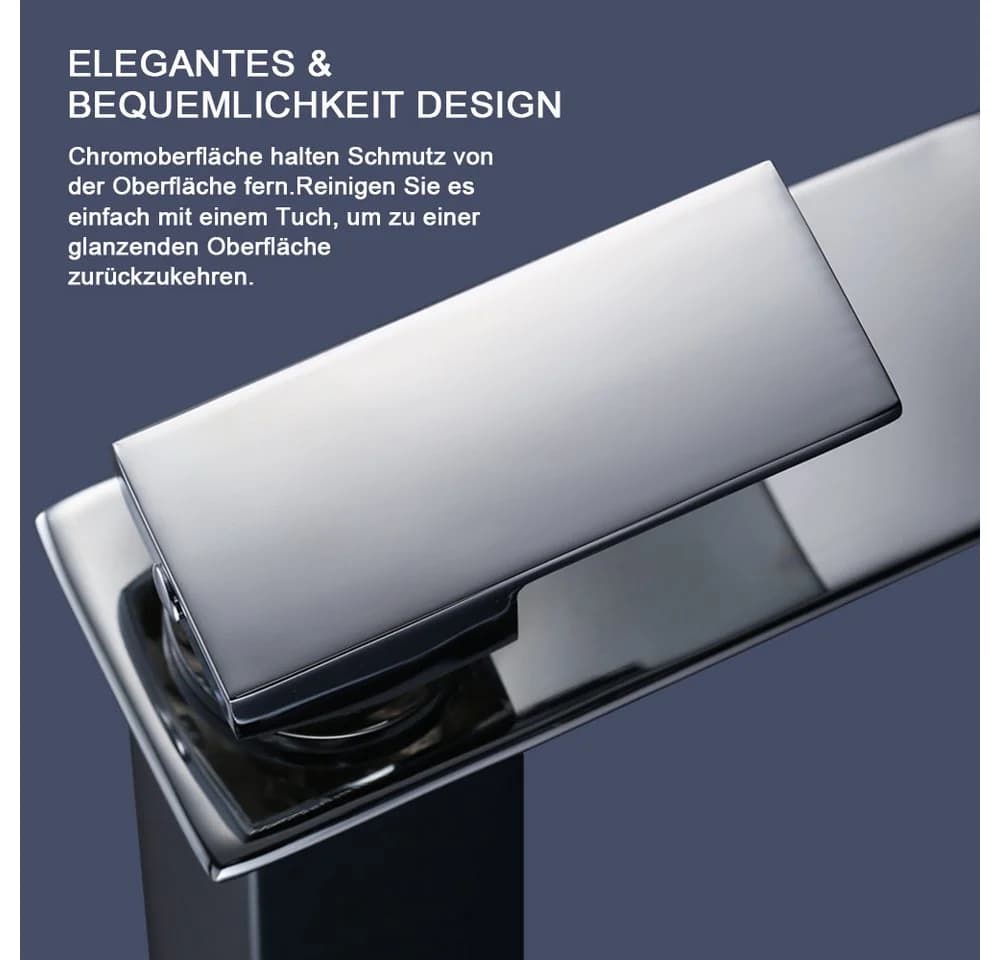 HOMELODY Waschtischarmatur Edelstahl Wasserfall Chrom - Bild 3