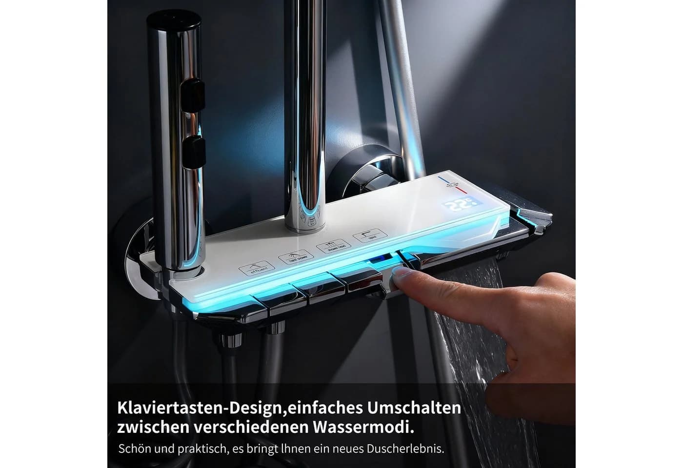 HOMELODY Duschsystem Duscharmatur Komplettset mit Glasablage Regendusche - Bild 4