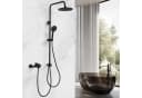 HOMELODY Duschsystem Regendusche Schwarz höhenverstellbar mit 4-Funktionen Handbrause Bild 2