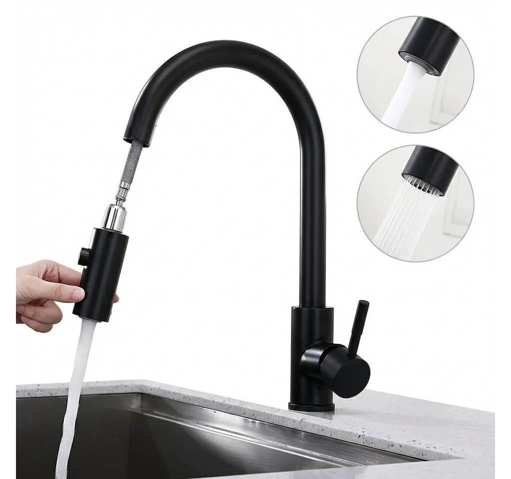 HOMELIVE Spültischarmatur Wasserhahn Küche ausziehbar Küchenarmatur mit 2 Strahlarten