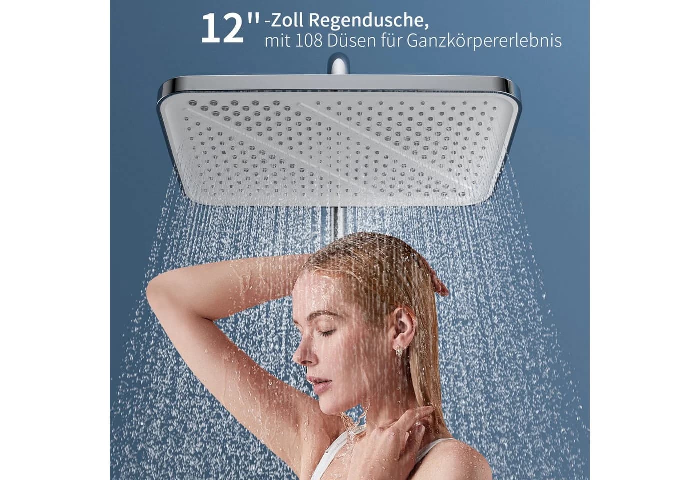 HOMELODY Duschsystem Thermostat Glasablage Schwarz 3 Strahlarten 12 Zoll - Bild 5