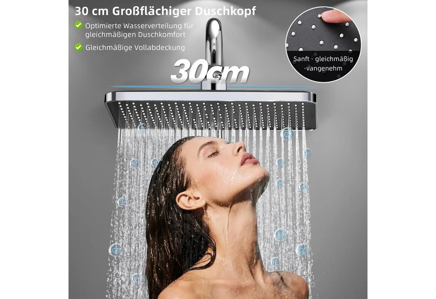 HOMELIVE Duschsystem Thermostat Regendusche 30 cm Chrom höhenverstellbar - Bild 4