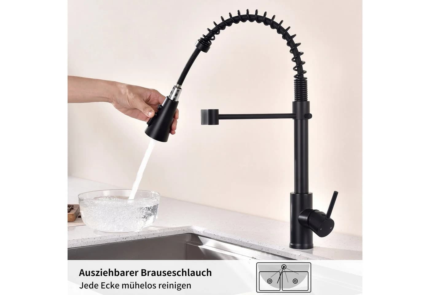 HOMELODY Küchenarmatur Spültischarmatur Ausziehbar 360° Schwenkbar - Bild 4