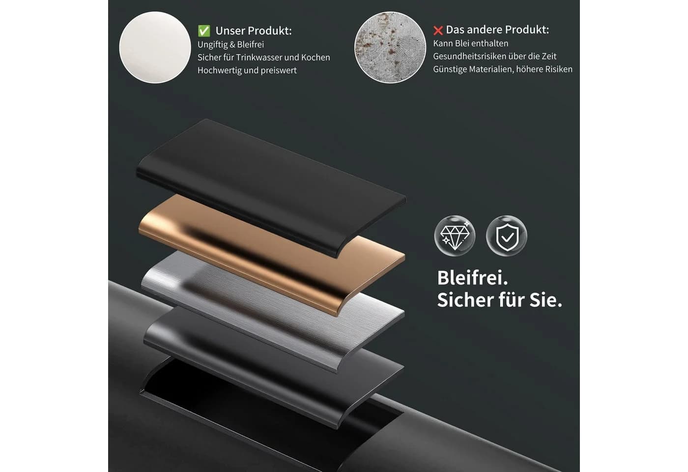 HOMELODY Küchenarmatur Spültischarmatur Ausziehbar 360° Schwenkbar - Bild 5