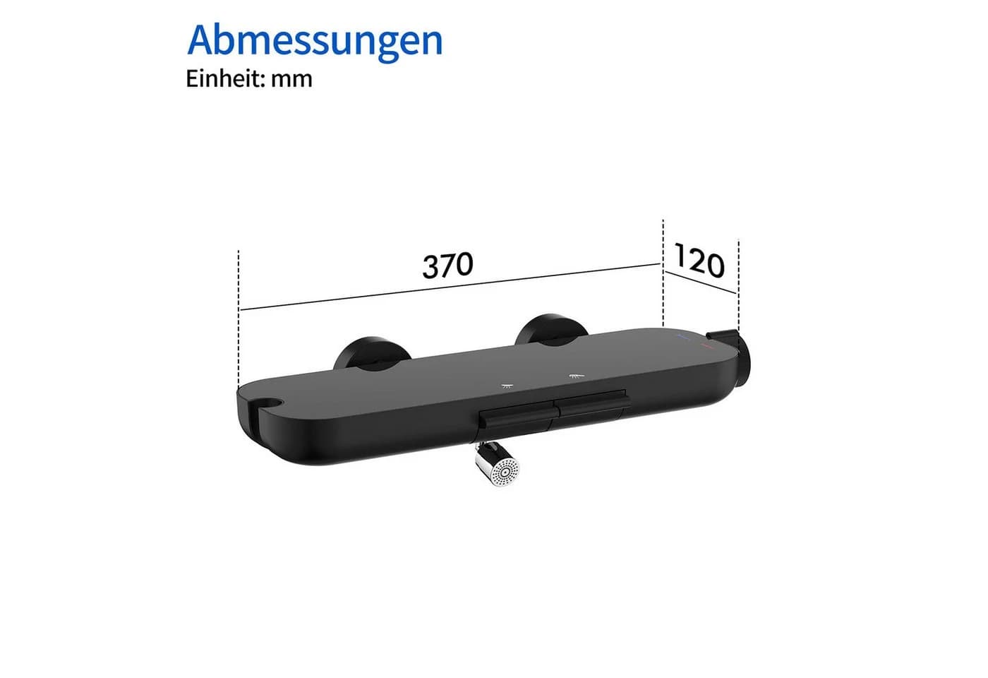 HOMELIVE Duscharmatur Schwarz mit Glasablage & schwenkbarem Auslauf