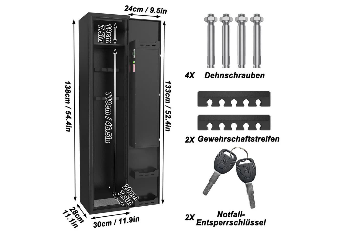 FIVMEN Waffenschrank Wandtresor mit Fingerabdruck-Schloss
