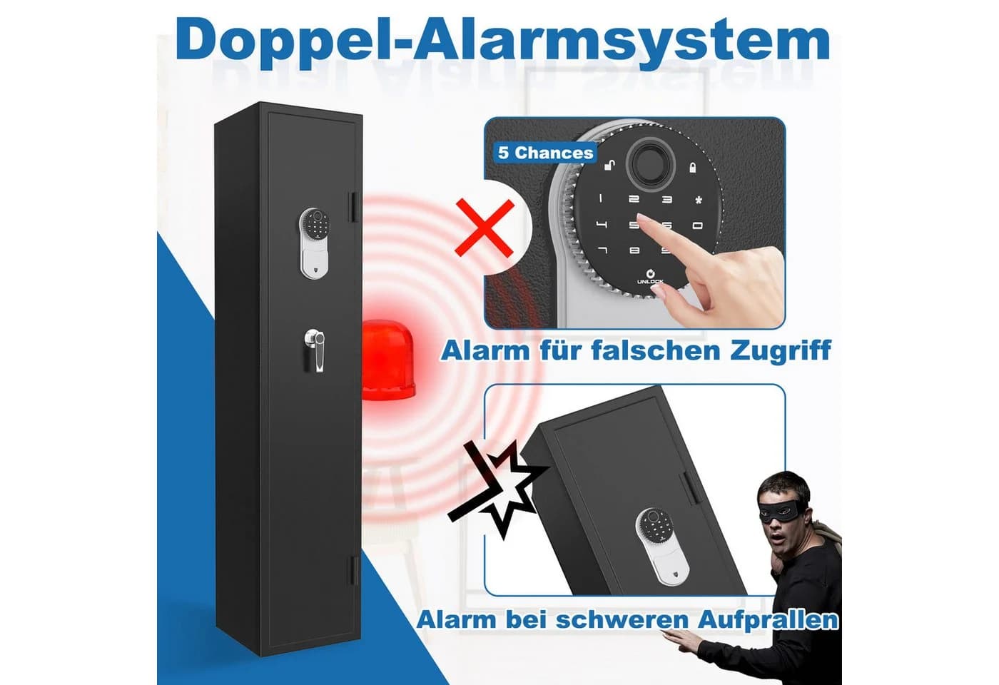 FIVMEN Waffenschrank Wandtresor mit Fingerabdruck-Schloss - Bild 4