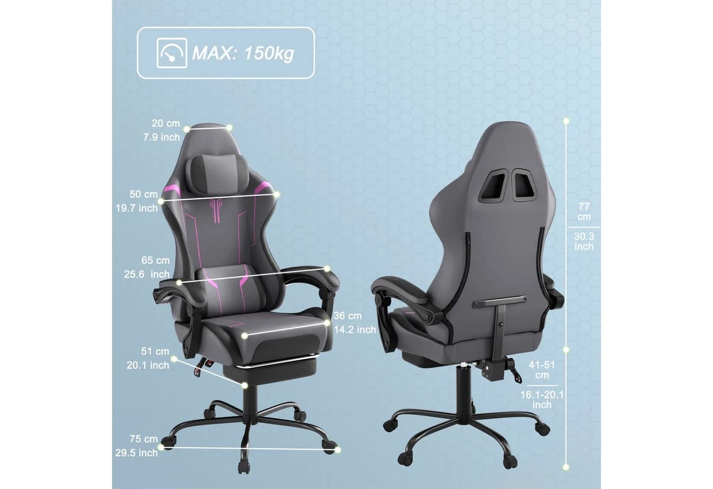 FIVMEN Gaming-Stuhl Ergonomisch mit Massage & Fußstütze