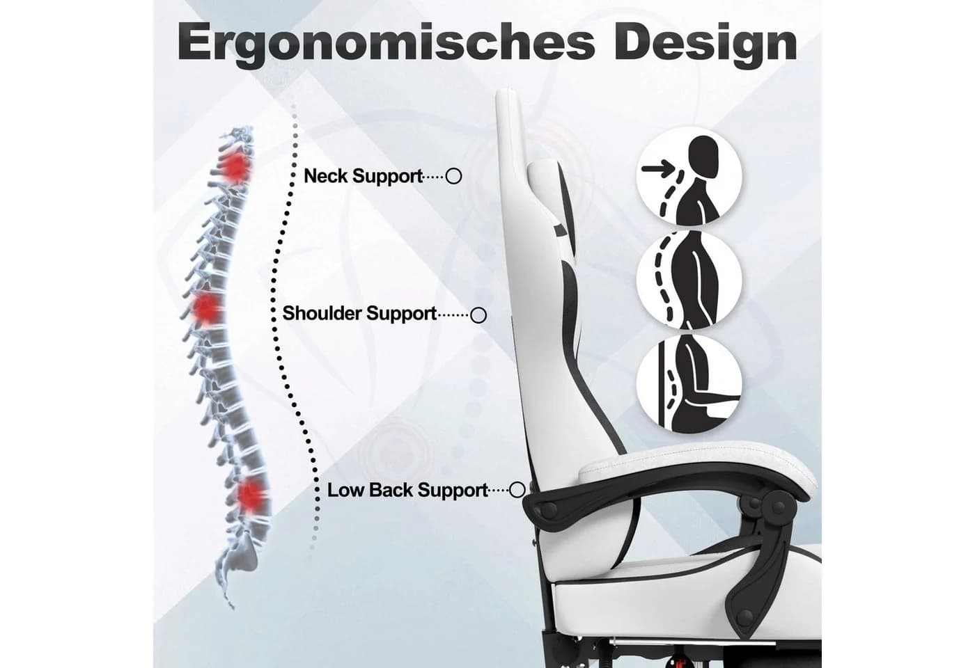 FIVMEN Gaming-Stuhl Ergonomisch mit Massage & Fußstütze - Bild 3
