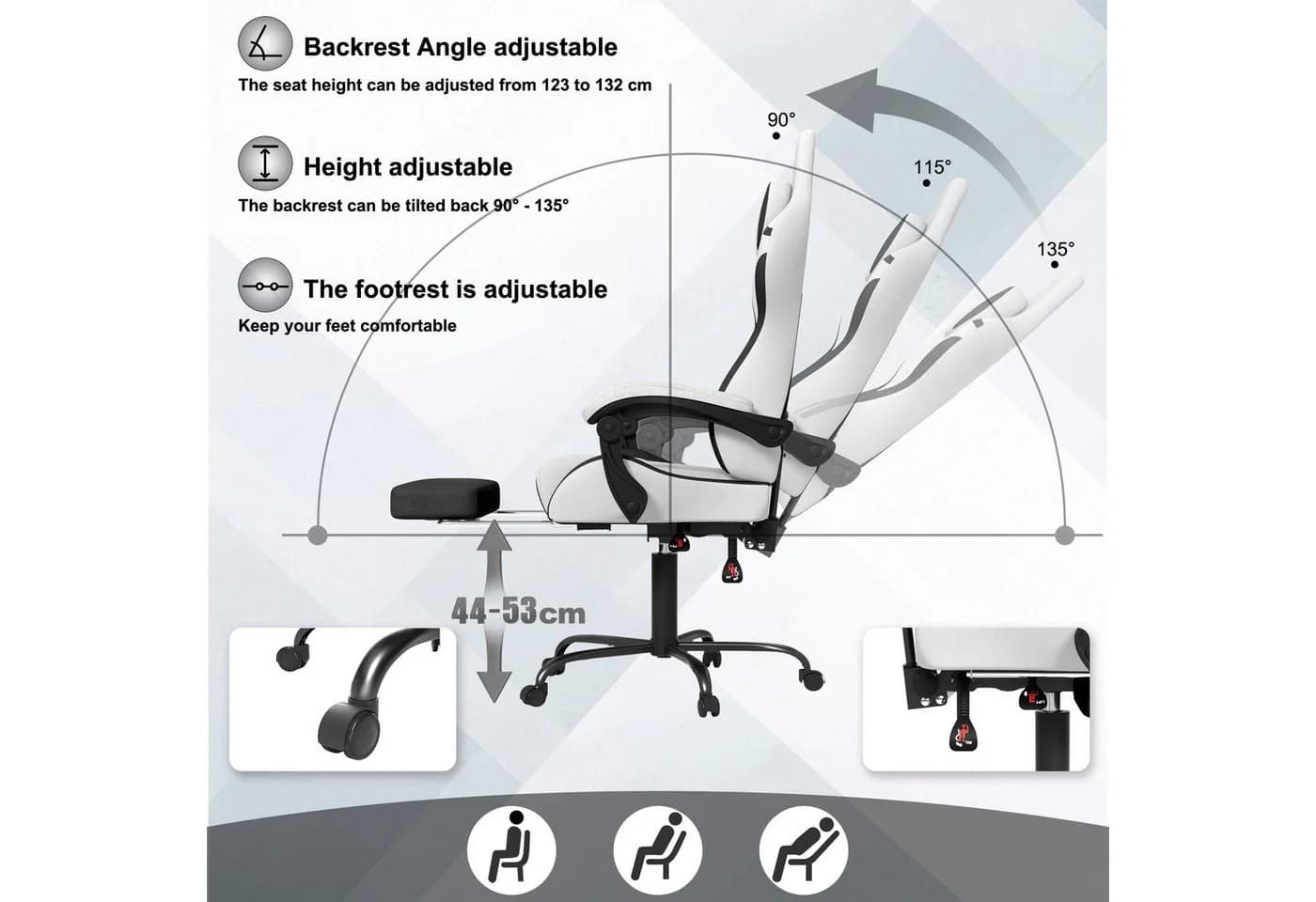 FIVMEN Gaming-Stuhl Ergonomisch mit Massage & Fußstütze - Bild 4