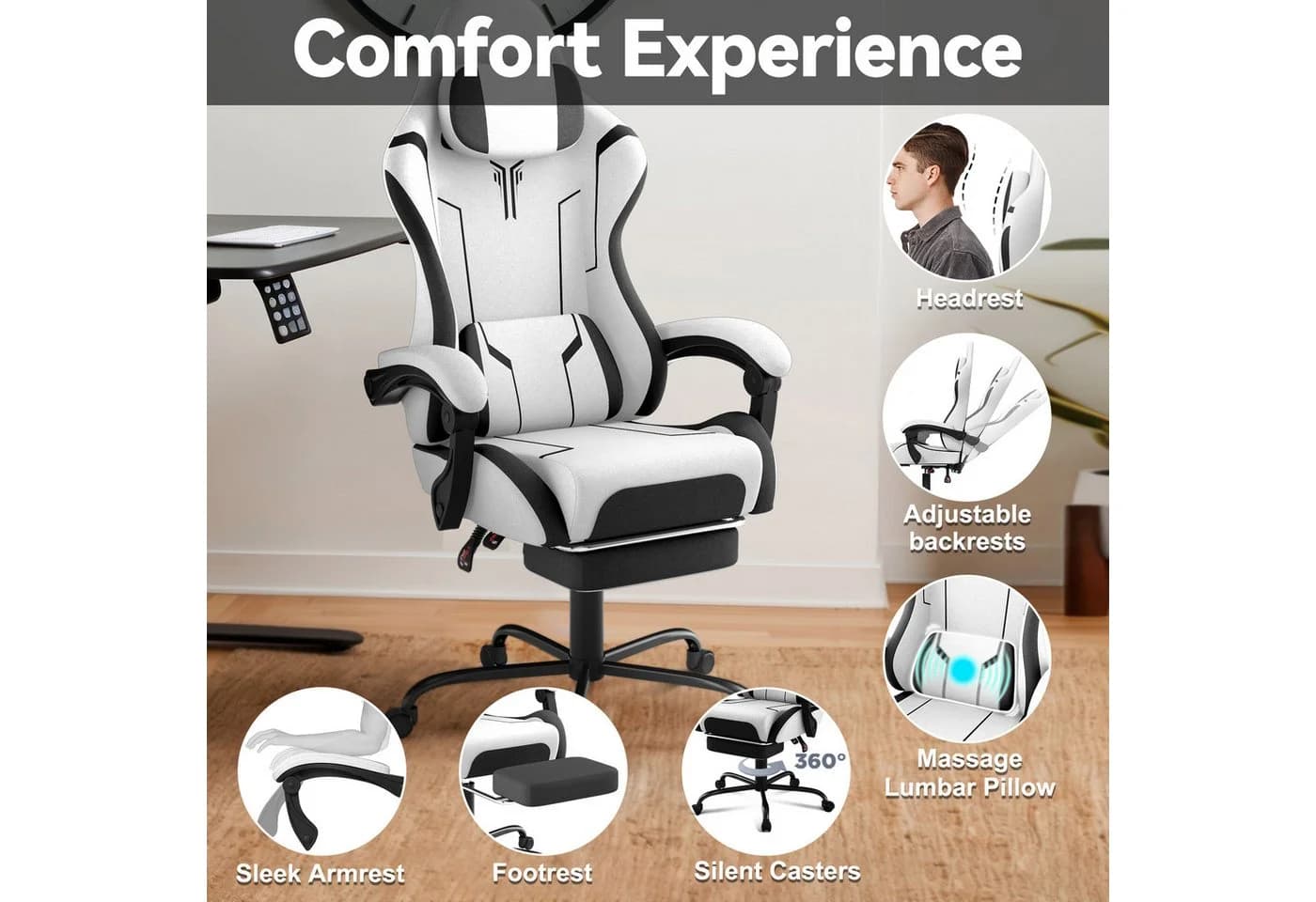 FIVMEN Gaming-Stuhl Ergonomisch mit Massage & Fußstütze - Bild 5