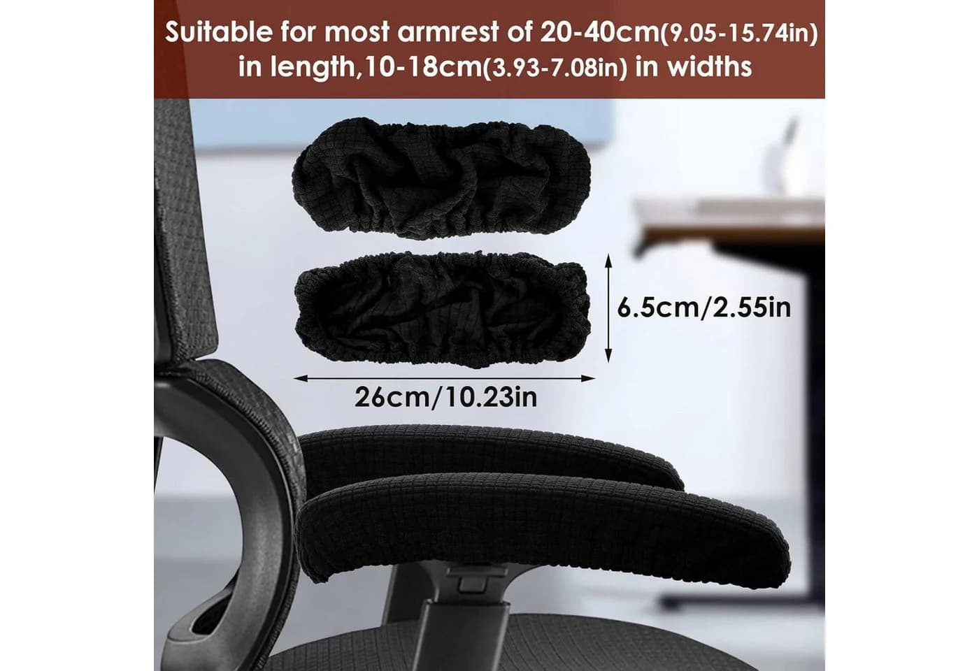 LuxusKollektion Bürostuhl Armlehnen Abdeckungen Schwarz 2er Pack