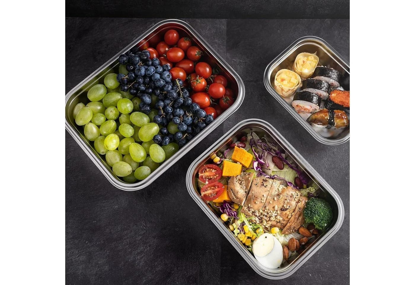 LuxusKollektion Lunchbox Frischhaltedosen Edelstahl 3er Set - Bild 4