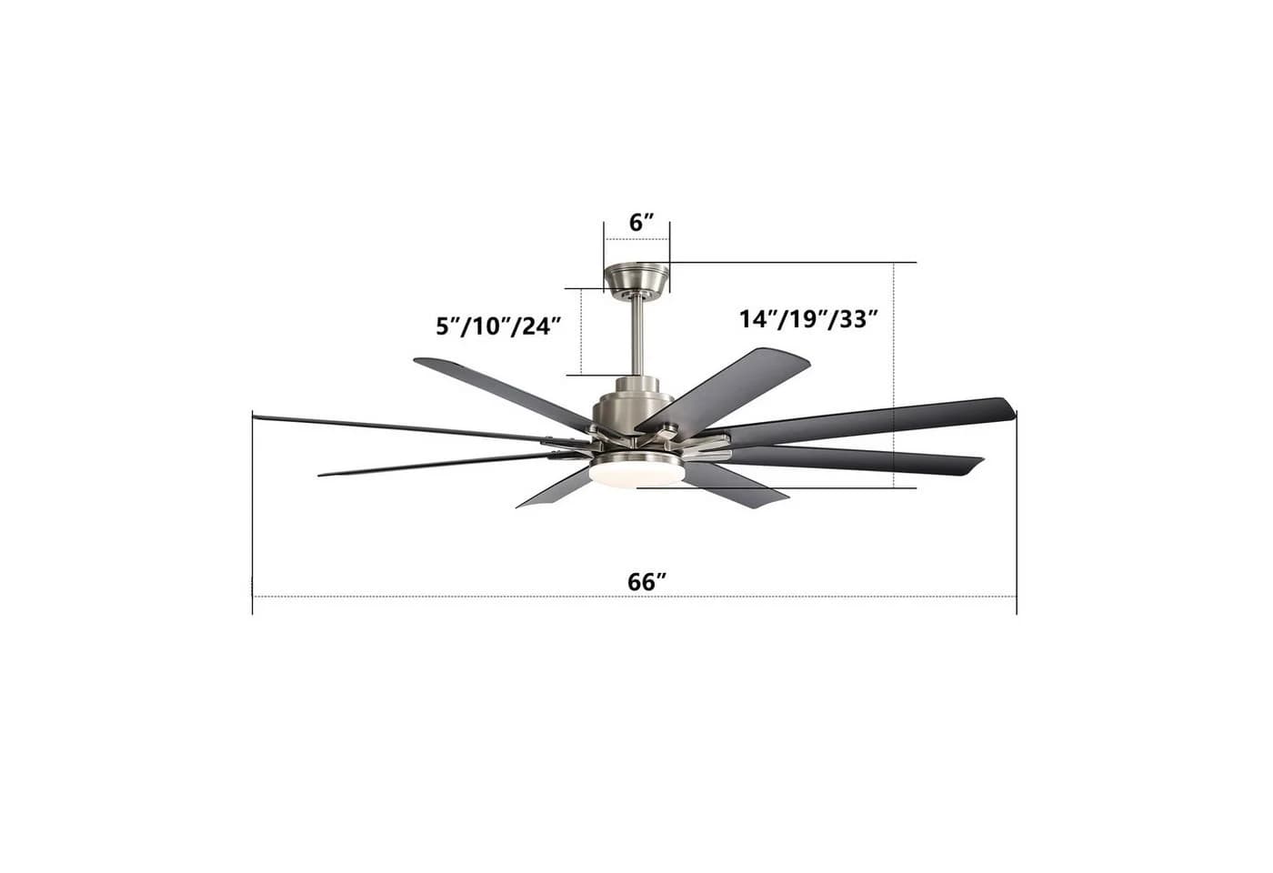 Rolipo Deckenventilator mit LED-Beleuchtung & App-Steuerung Schwarz/Silber - Bild 5