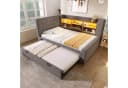 Ulife Daybett mit Ausziehbett Grau/Beige LED Stauraum Bild 2