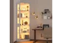 VOWNER Eckschrank 205 cm Beleuchtete Vitrine mit Glastüren, 5-stöckiges Eckregal Bild 3