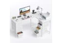 YOUDENOVA L-Form-Eckschreibtisch Schwarz mit 8 Stoffschubladen und USB-Ladeanschlüssen Bild 2