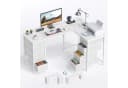 YOUDENOVA L-Form-Eckschreibtisch Schwarz mit 8 Stoffschubladen und USB-Ladeanschlüssen Bild 3