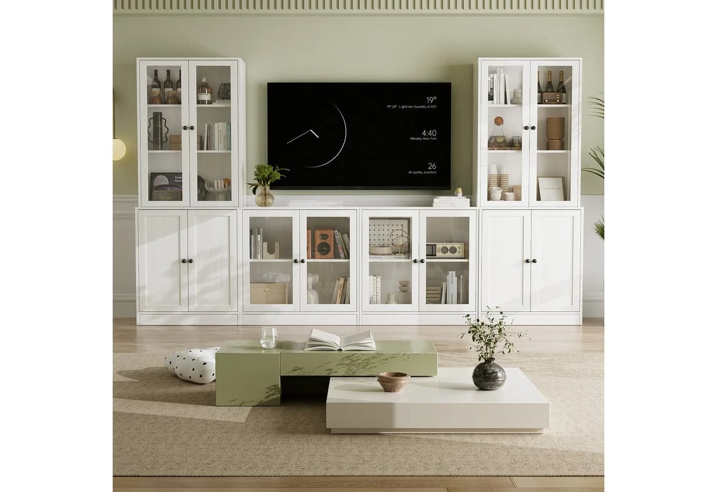 VOWNER TV-Schrank Set Weiß 280 cm mit Glastüren - Bild 2
