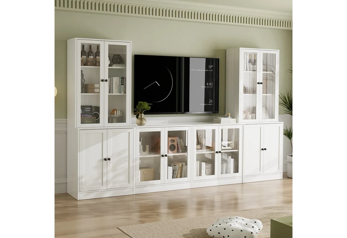 VOWNER TV-Schrank Set Weiß 280 cm mit Glastüren - Bild 3