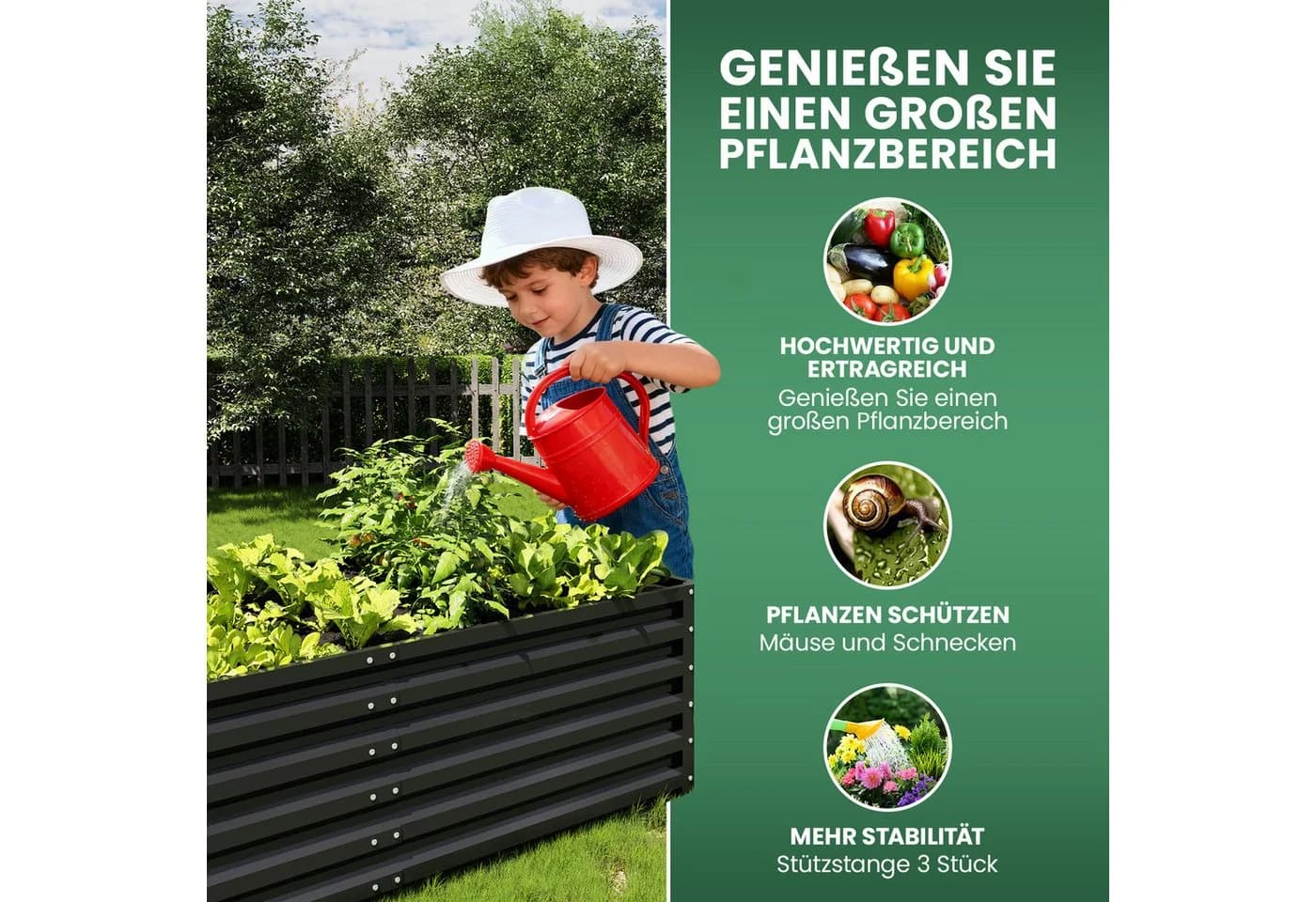 UDPATIO Hochbeet Metall 2er-Set Schwarz/Grau Verzinkter Stahl - Bild 5