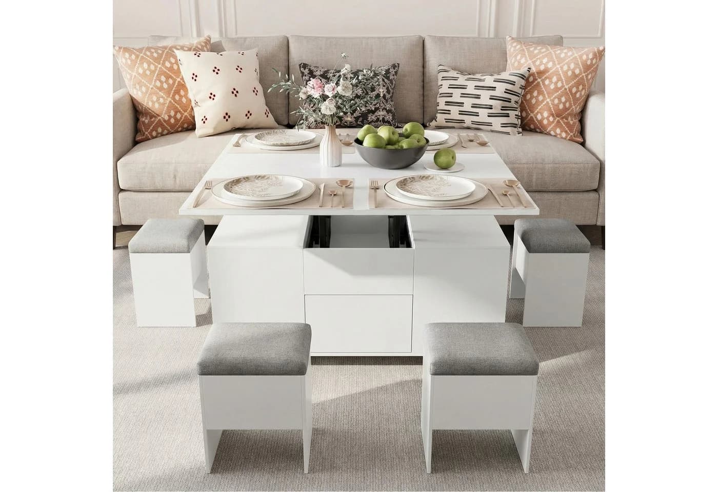 VOWNER Couchtisch mit klappbarer Tischplatte 4-in-1 Multifunktions Wohnzimmertisch - Bild 3