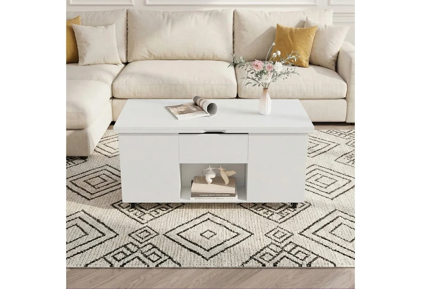 VOWNER Couchtisch mit klappbarer Tischplatte 4-in-1 Multifunktions Wohnzimmertisch - Bild 5