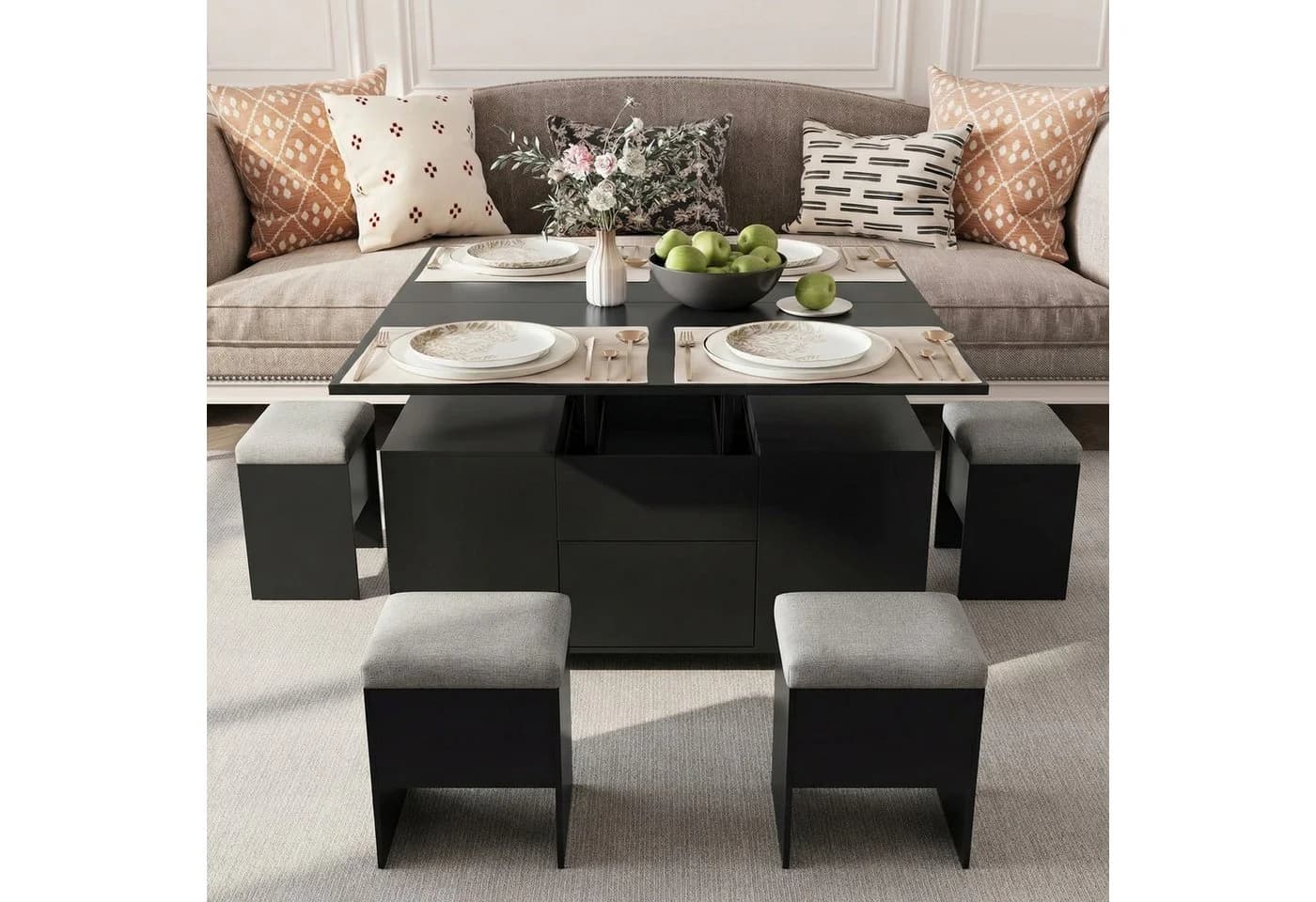 VOWNER Couchtisch mit klappbarer Tischplatte – 4-in-1 Multifunktions Wohnzimmertisch - Bild 2