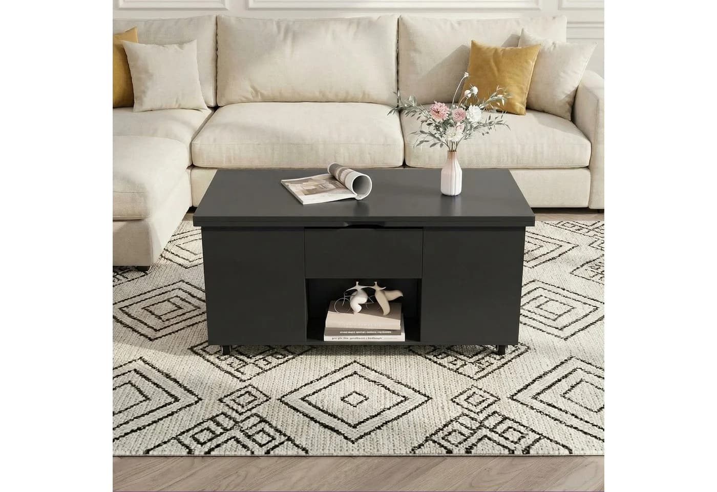 VOWNER Couchtisch mit klappbarer Tischplatte – 4-in-1 Multifunktions Wohnzimmertisch - Bild 4