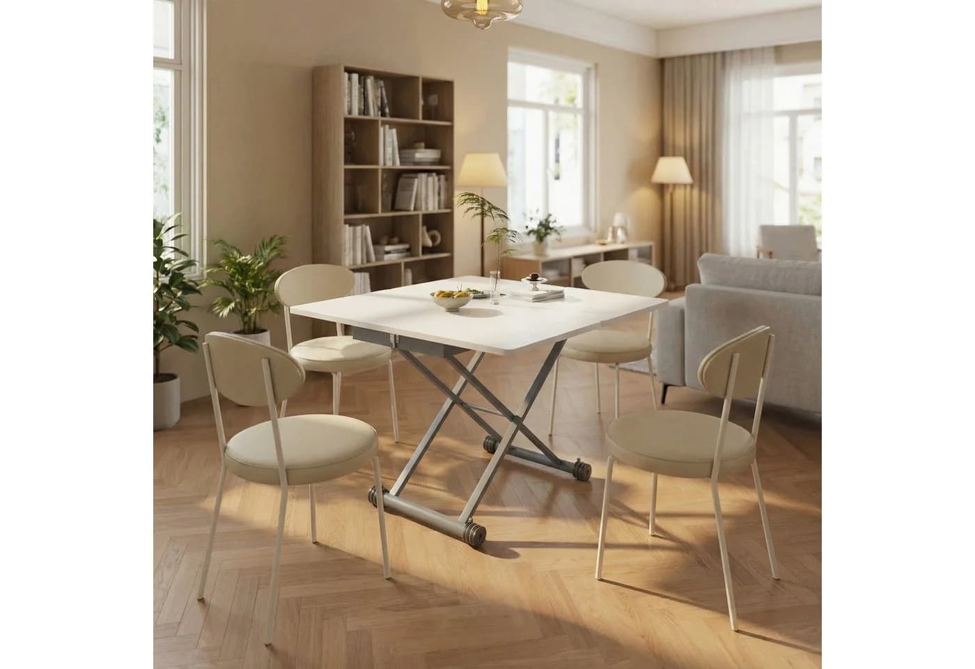 VOWNER Couchtisch 3-in-1 Höhenverstellbar Esstisch Wohnzimmertisch - Bild 4