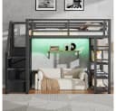 Ulife Metall-Hochbett 140x200 Schwarz mit Schrank & LED Bild 3