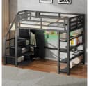 Ulife Metall-Hochbett 140x200 Schwarz mit Schrank & LED Bild 4