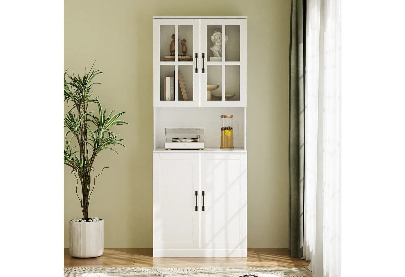 VOWNER Bücherregal Weiß mit Glastüren 5 Ebenen Hochschrank - Bild 2