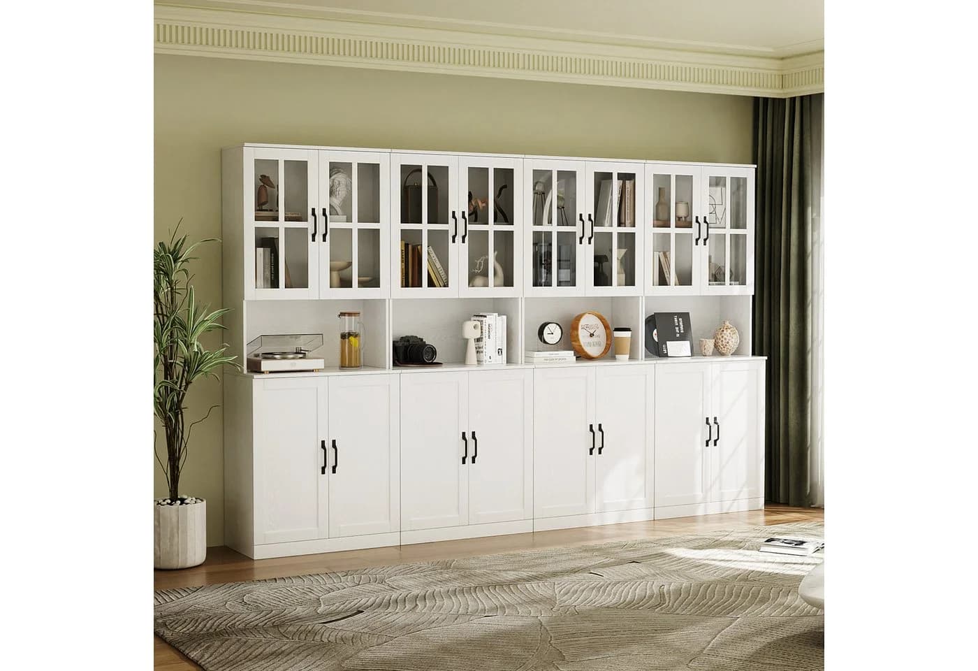 VOWNER Bücherregal mit Glastüren 5 Ebenen Weiß Hochschrank - Bild 3