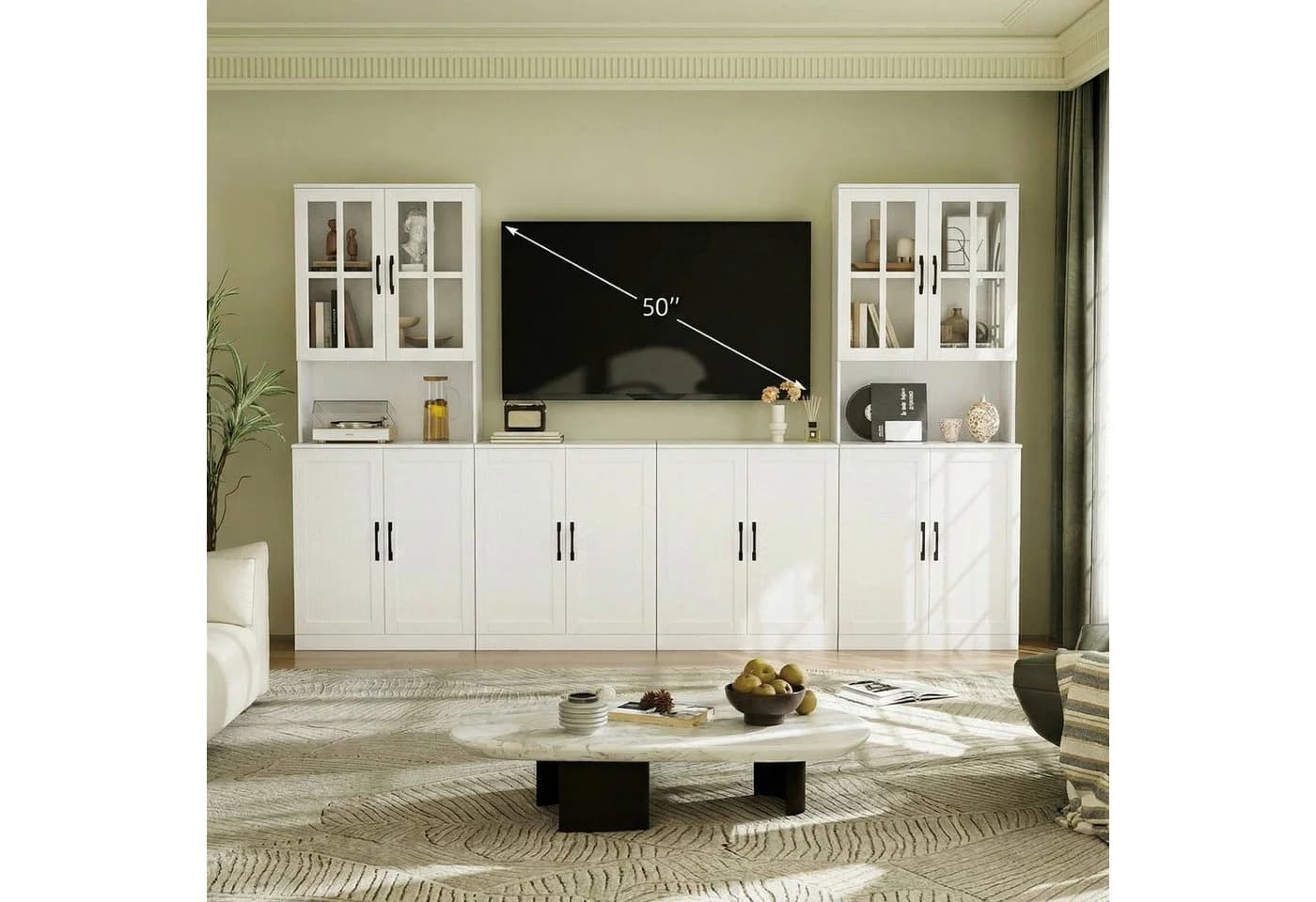 VOWNER TV-Schrank 4-teilig Weiß Glastüren - Bild 2