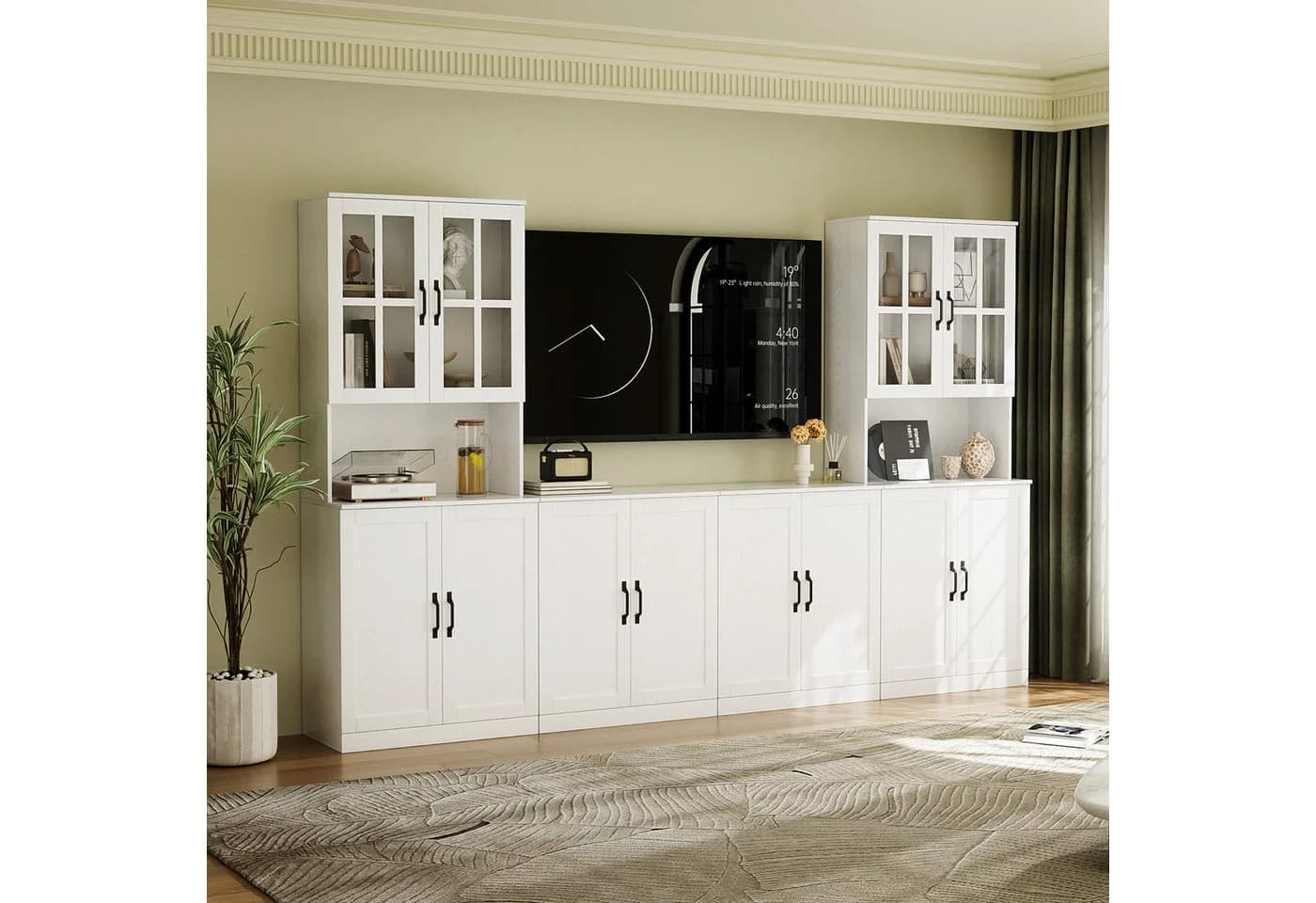 VOWNER TV-Schrank 4-teilig Weiß Glastüren - Bild 3