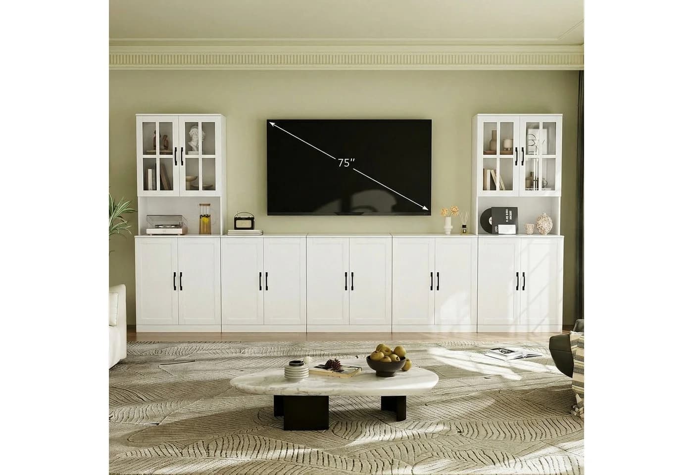 VOWNER TV-Schrank Modular Weiß mit Glastüren 5-teilig - Bild 2