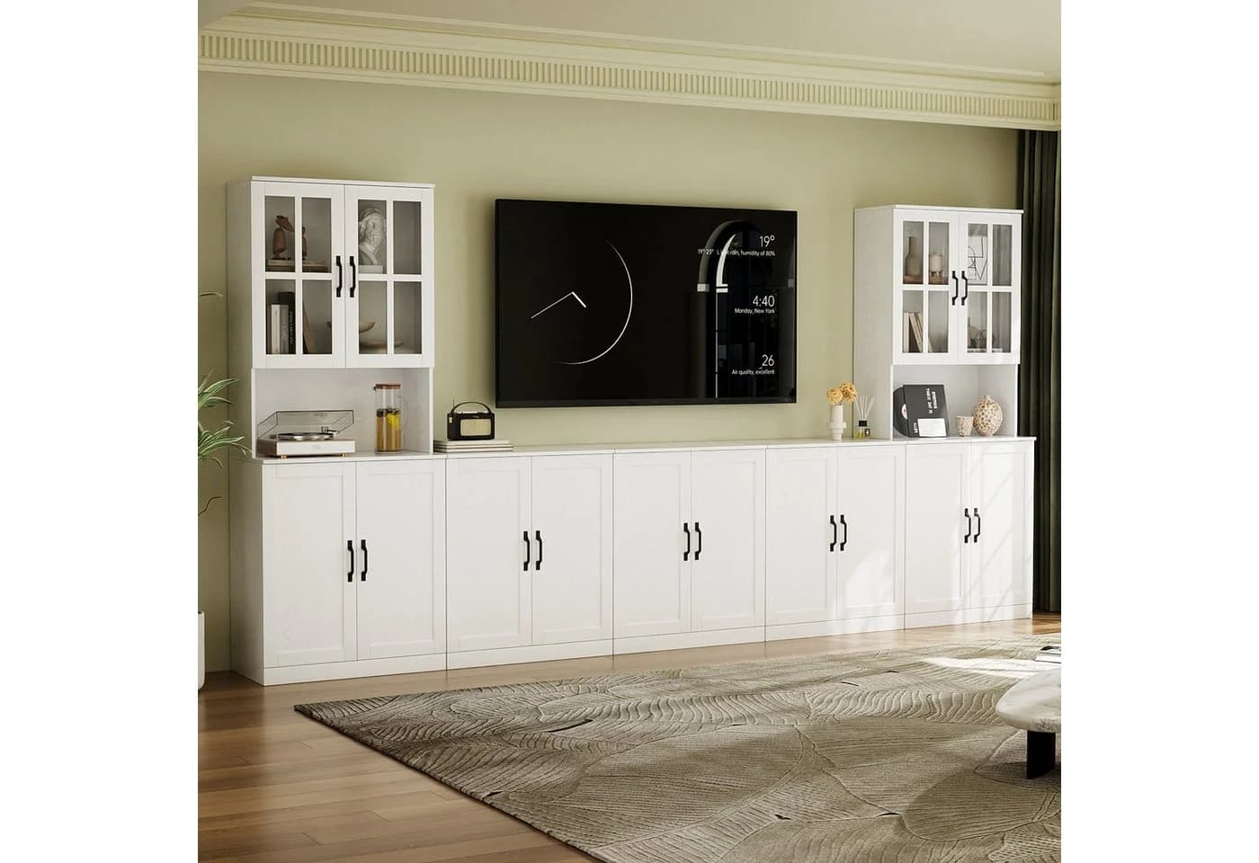 VOWNER TV-Schrank Modular Weiß mit Glastüren 5-teilig - Bild 3