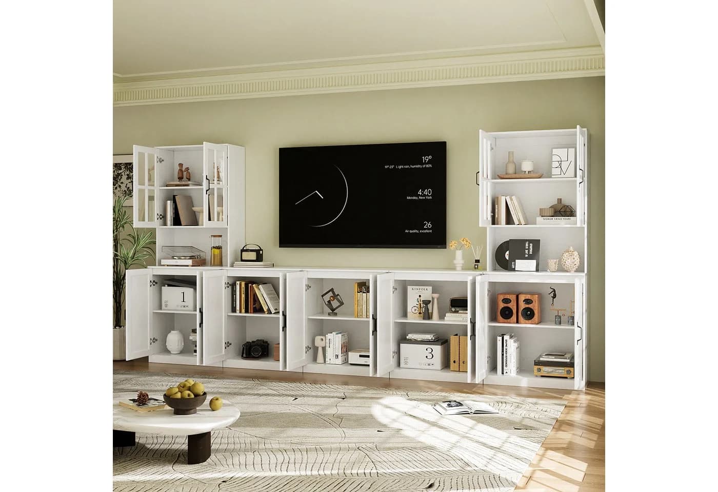 VOWNER TV-Schrank Modular Weiß mit Glastüren 5-teilig - Bild 4