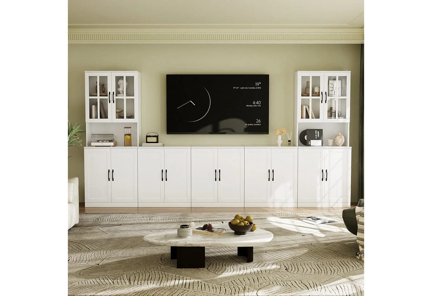 VOWNER TV-Schrank Modular Weiß mit Glastüren 5-teilig - Bild 5