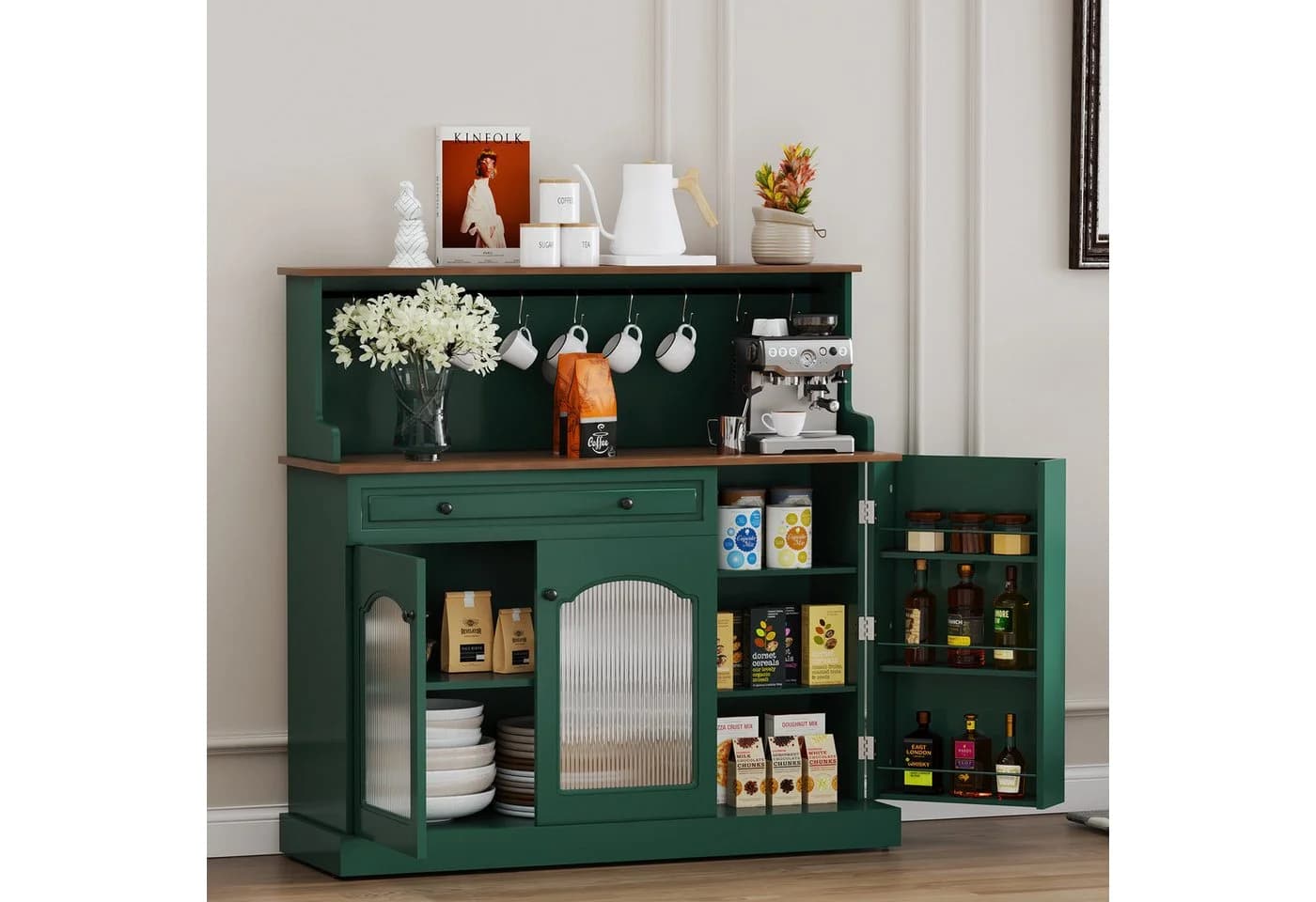 HOLTICO Sideboard Küchenschrank Grün mit Arbeitsplatte - Bild 5