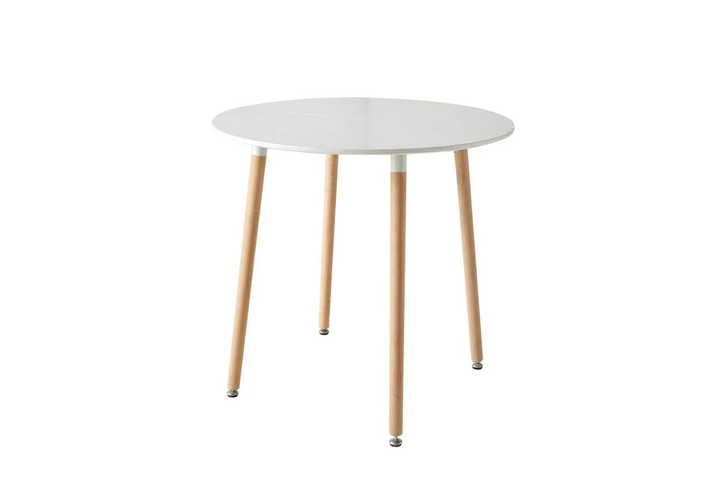 GrandCA HOME Runder Esstisch Weiß Massivholzbeine Minimalistisch - Bild 2