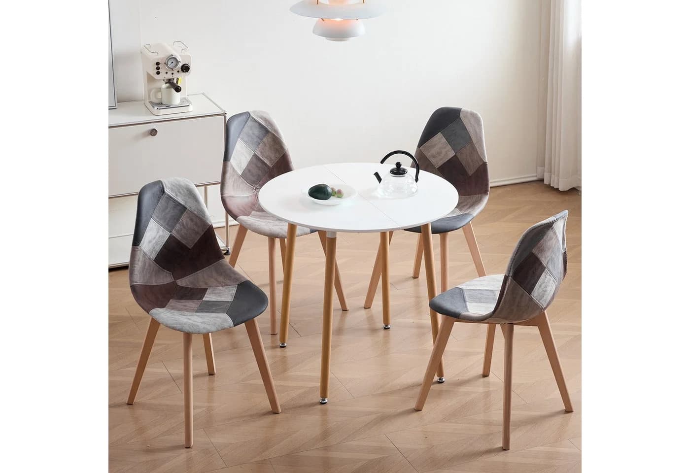GrandCA HOME Runder Esstisch Weiß Massivholzbeine Minimalistisch - Bild 5