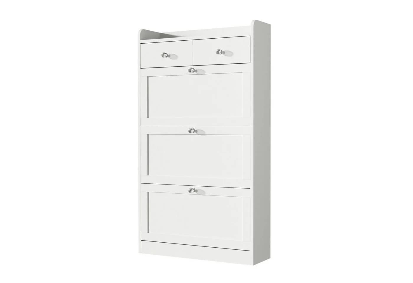 VOWNER Schuhschrank mit 3 Klappen und 2 Schubladen Weiß - Bild 3