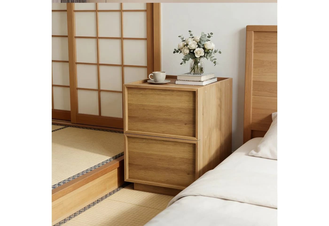 Wildhome Nachttisch Eichenholz-Optik 2 Schubladen Modern - Bild 5
