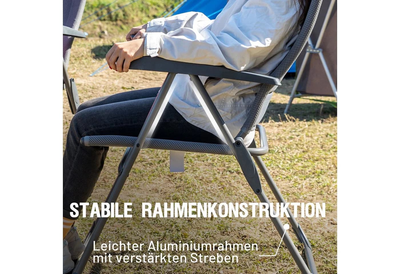 TIMBER RIDGE Klappstuhl Campingstuhl Grau 150kg Belastbar - Bild 5
