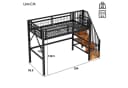 Ulife Hochbett Eisenrahmen mit LED-Lichtleiste & Stauraum Treppen Bild 1