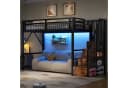 Ulife Hochbett Eisenrahmen mit LED-Lichtleiste & Stauraum Treppen Bild 3