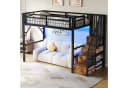 Ulife Hochbett Eisenrahmen mit LED-Lichtleiste & Stauraum Treppen Bild 5
